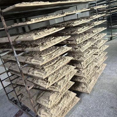 Falso peso ligero del panel de pared de piedra de la seta del poliuretano gris oscuro de la PU