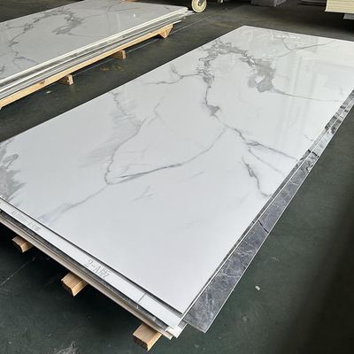Alta textura de mármol brillante Panel de pared de WPC Bambú Carbón de madera Veneer PVC Hoja de mármol