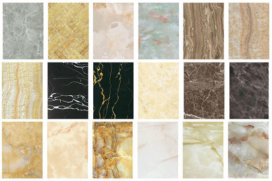 Alta decoración brillante de lujo de la pared interior de la hoja del mármol del PVC de 1220x2440m m 3m m