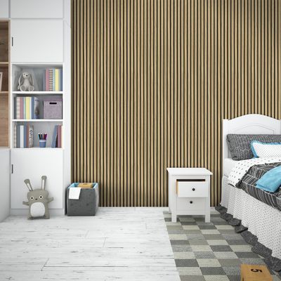 Tablero estriado acústico del panel del grano de madera insonoro para la decoración interior