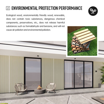 Mejor vendido Wpc Wood Composite resistente al fuego 219x26 Panel de pared exterior Revestimiento Co estilo de extrusión