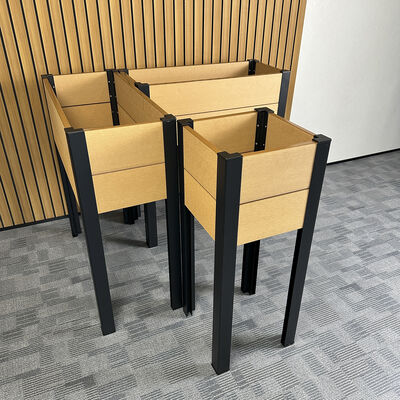 Cama de jardín elevada con patas metálicas para la plantación de hierbas vegetales al aire libre