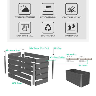 Gran jardinera elevada para huerto exterior de verduras, flores y hierbas