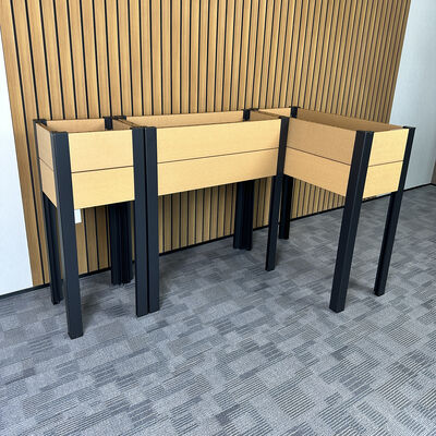 Planificador de jardín elevado con patas de metal para patio exterior, huerto de hortalizas