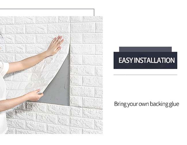 Etiqueta engomada blanca de la pared de la espuma de los paneles de pared del PE los 70x77cm 3D PE para la decoración casera