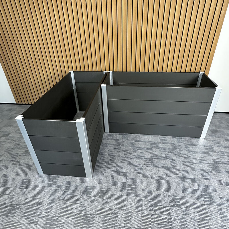 Gran jardinera elevada para huerto exterior de verduras, flores y hierbas