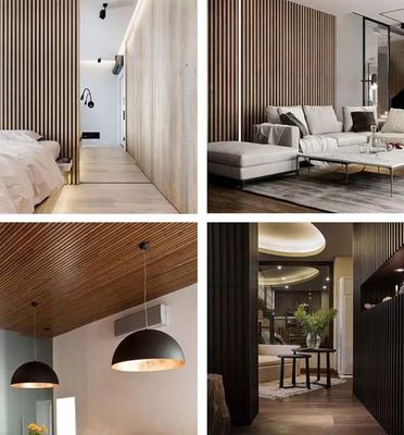 Versátil elegante estriada Louvered de madera de los paneles de pared del substituto WPC