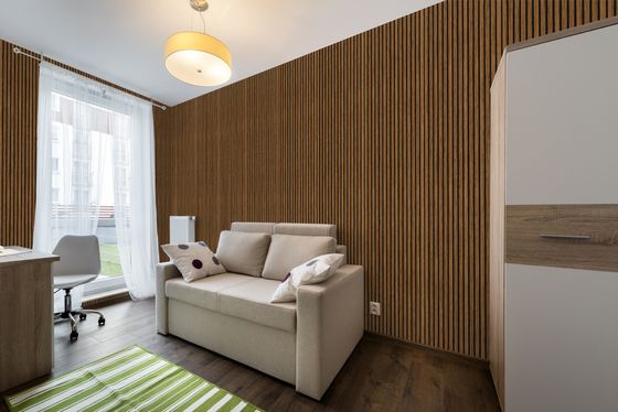 La insonorización absorbe los paneles de pared acústicos del listón de madera del tablero del animal doméstico del Mdf