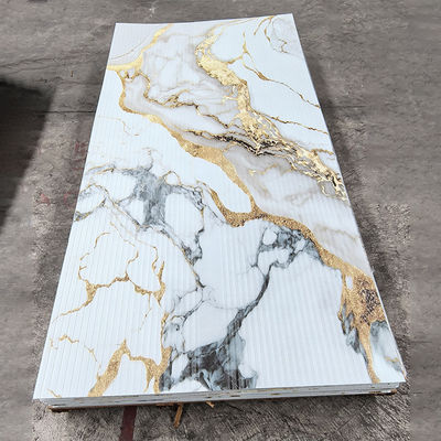 Tabla de mármol de PVC de alto brillo UV de hoja de mármol laminada para decoración de paredes