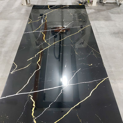 Tabla de mármol de PVC de alto brillo UV de hoja de mármol laminada para decoración de paredes