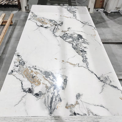 Tabla de mármol de PVC de alto brillo UV de hoja de mármol laminada para decoración de paredes